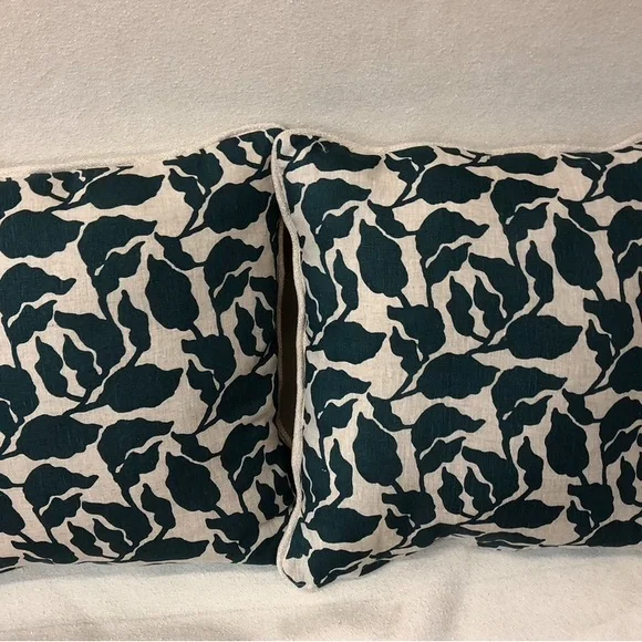 PAIR 20x20 Walter.G Flores Pacific Blue Linen Studio Craft Pillows